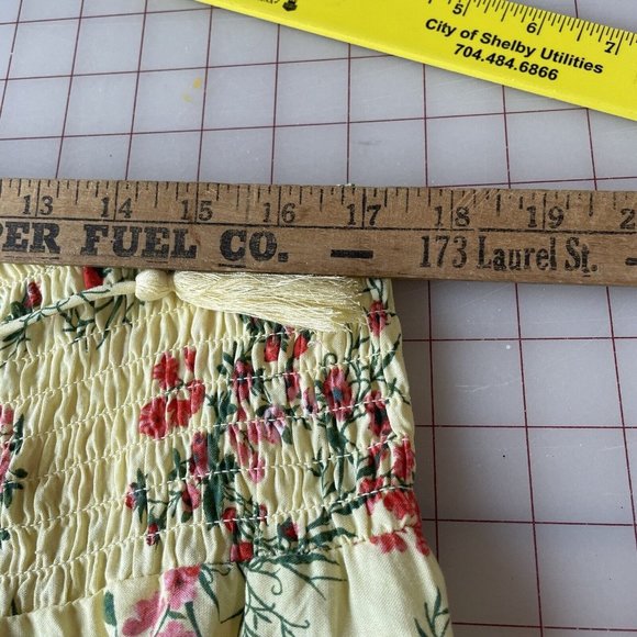 No Boundaries Skirt Womens XXXL (21) Yellow Floral Midi Hi Lo Smocked Waist - Picture 10 of 11